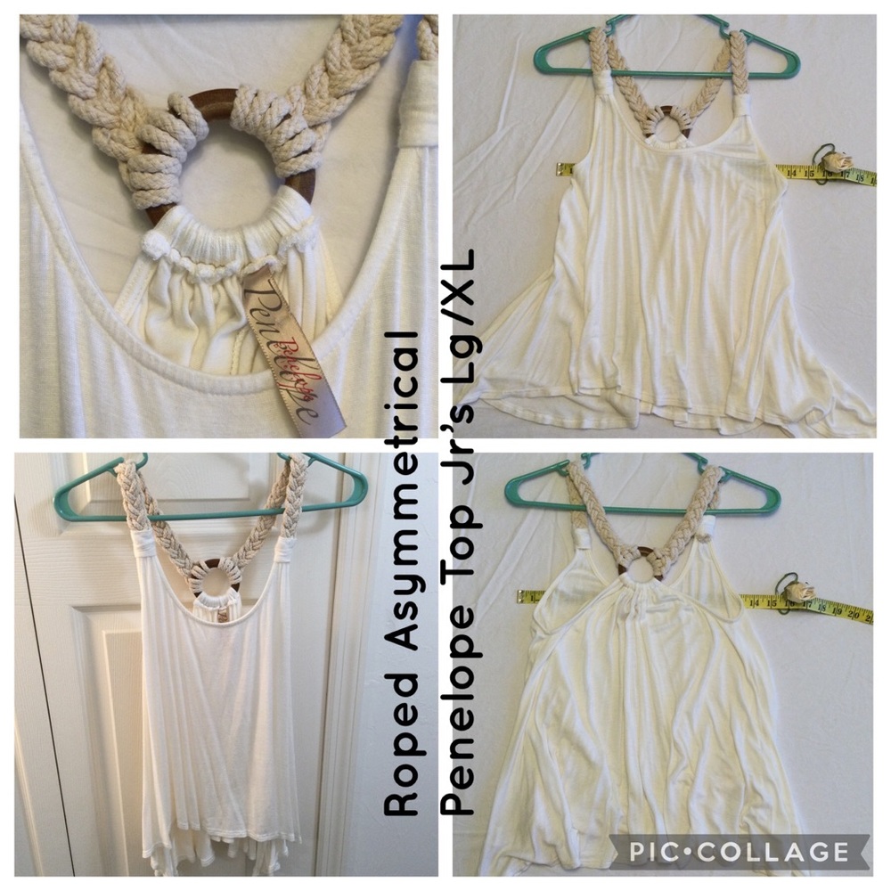 Cute Boho Asymmetrical Top in ivory Jr’s Lg-XL
